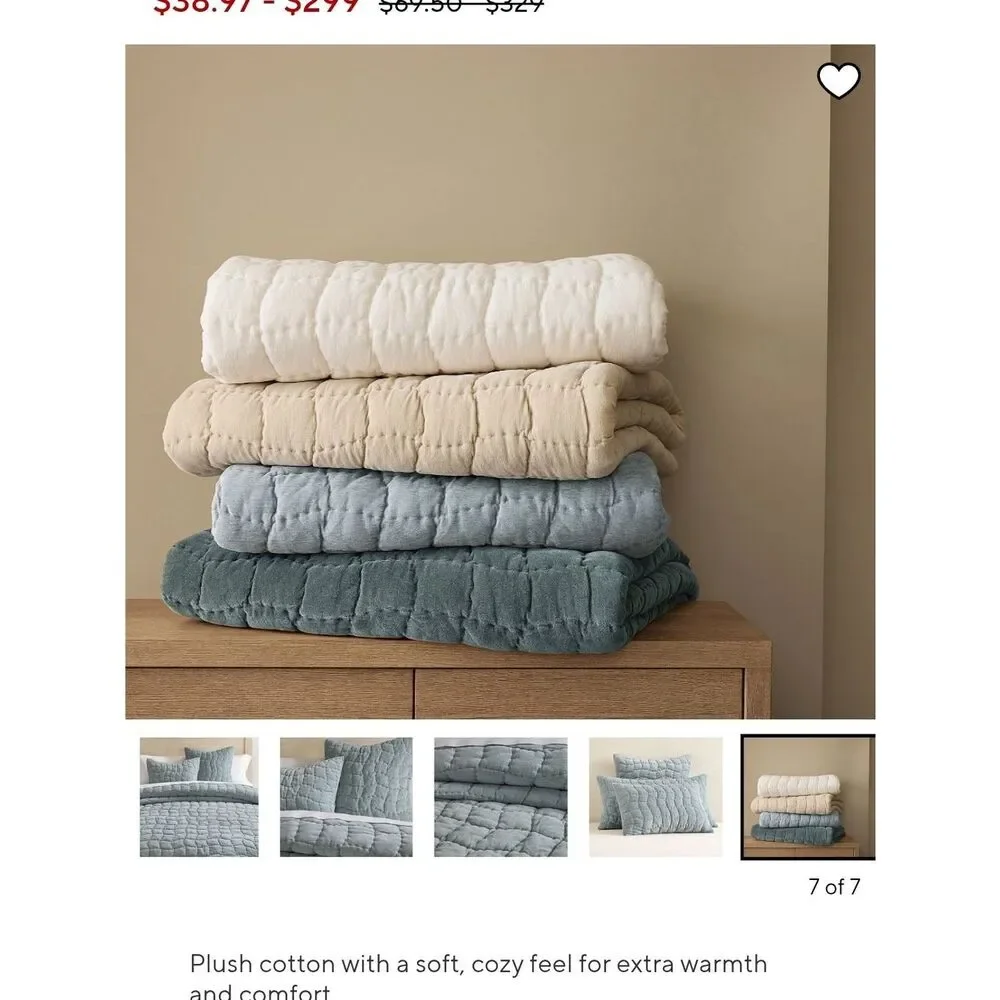 Pottery Barn Chambray Blue Quilted Cotton Coverlet